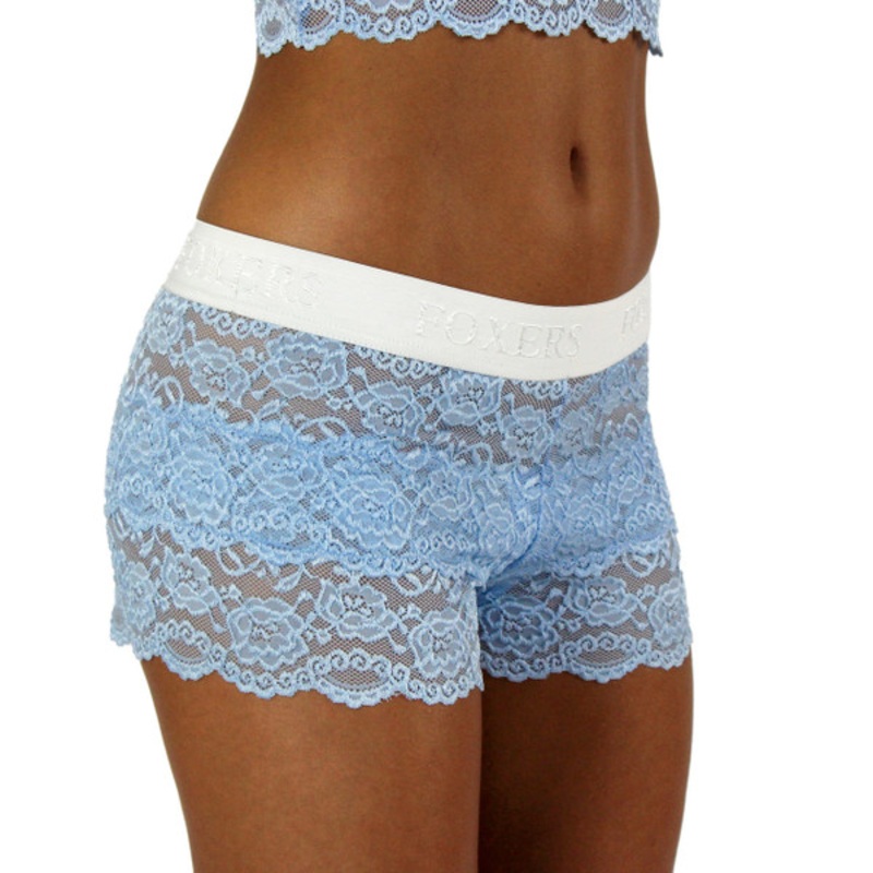 Light Blue Lace Boxers with FOXERS Logo Elastic band