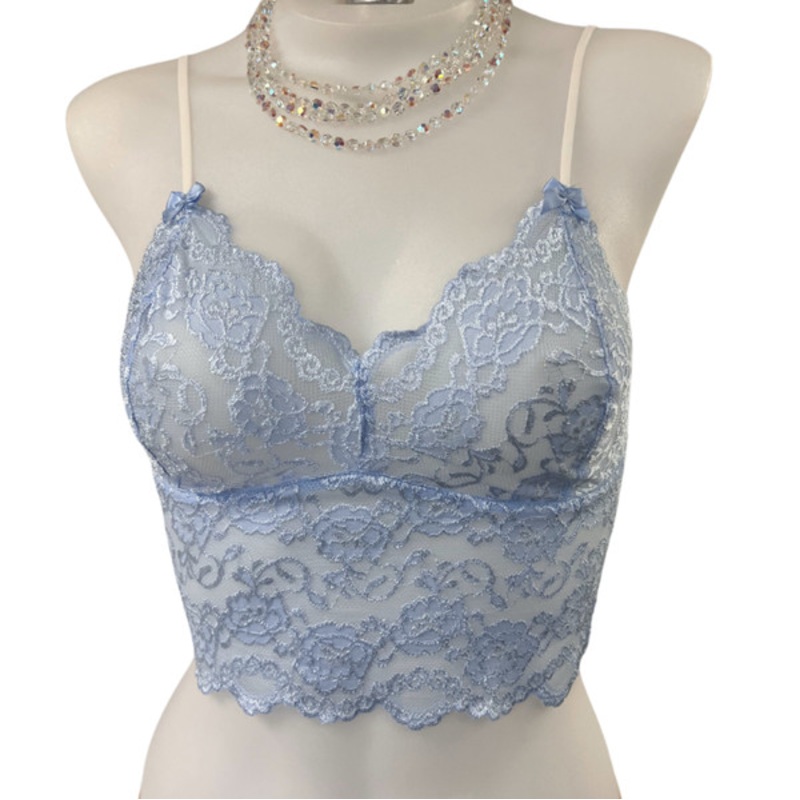 Light Blue Lace Camisole with adj Off White straps