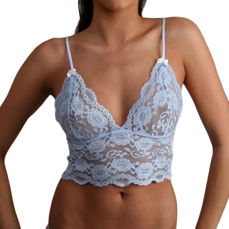 Light Blue Lace Top with Light Blue Polkadot Straps