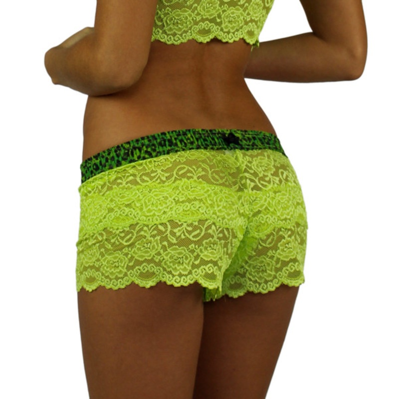 Lime Green Lace Boxers with Leopard Envy Band