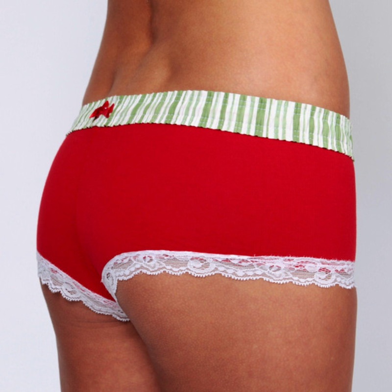 Lime Stripe / Red Boyshort