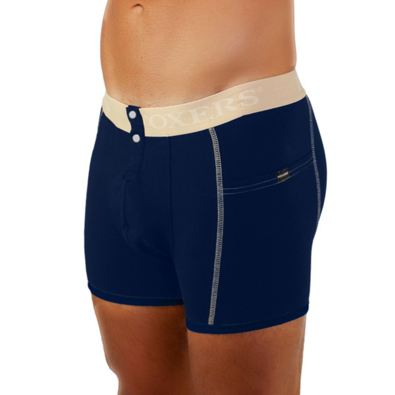 Men’s Navy Boxer Brief with Sand FOXERS Band