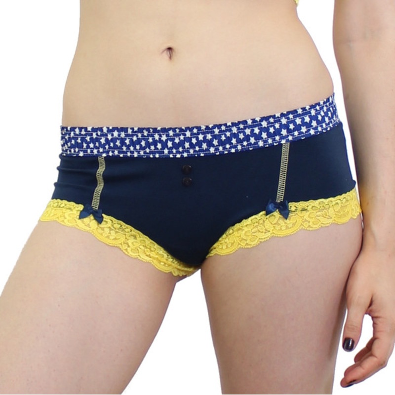 Navy Boyshort with Navy and White Star FOXERS Band
