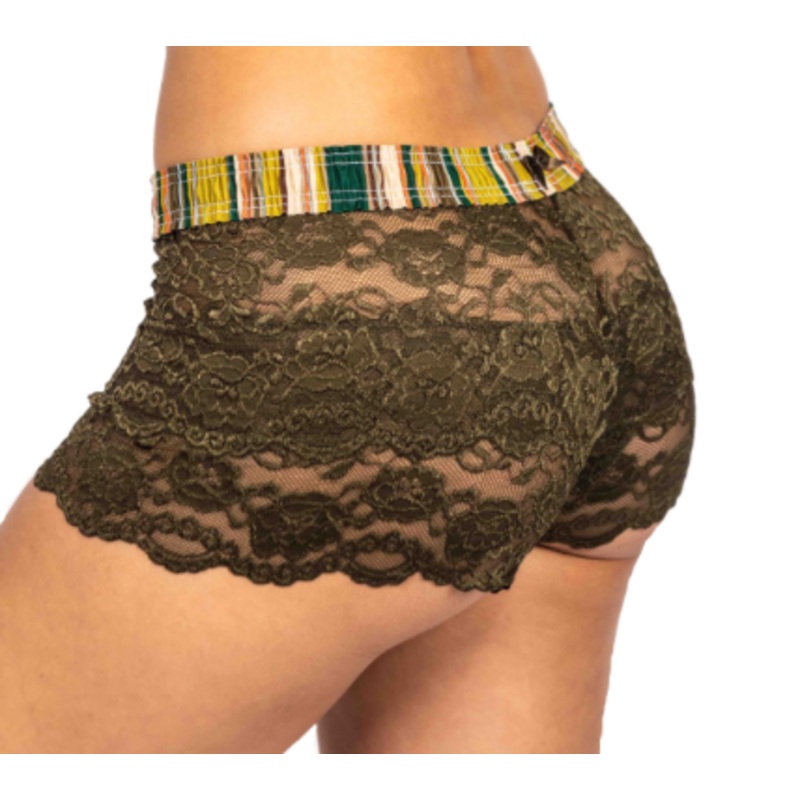 Olive Lace Boxers with Hunters Stripe FOXERS band