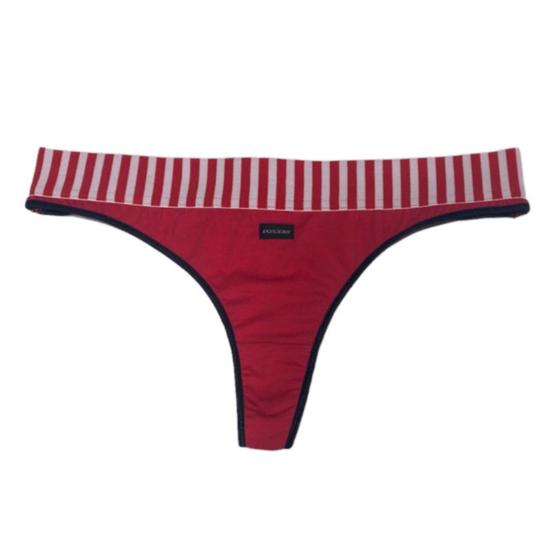 Red FOXERS Thong with Red & White Stripe waistband