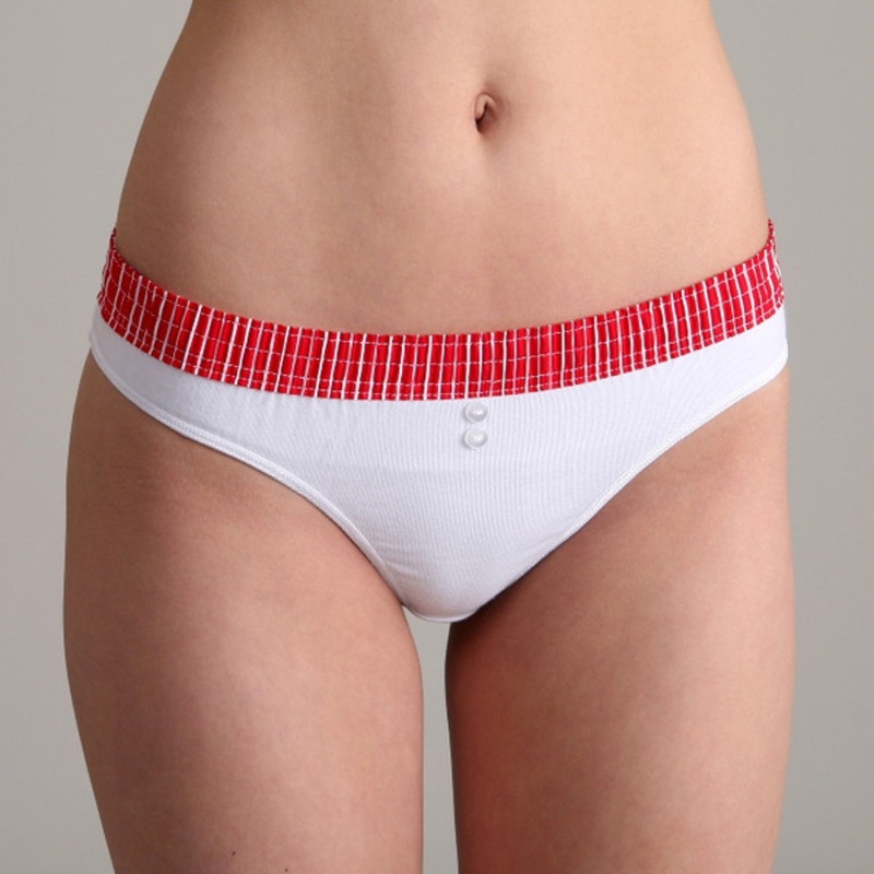 Red Stripe over White Bstring Thong