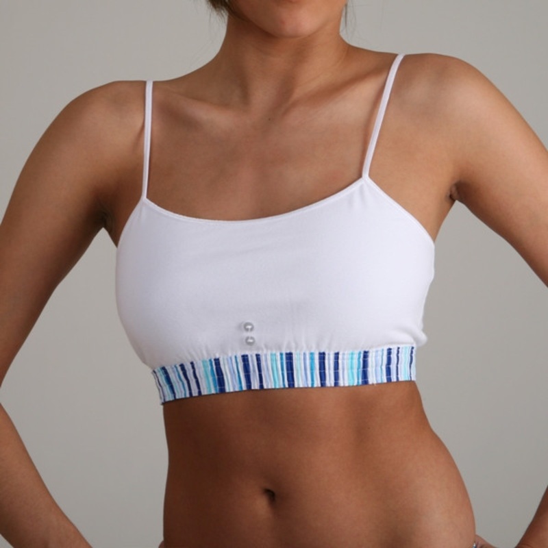 Sport Top – Multi Blue Stripe over White