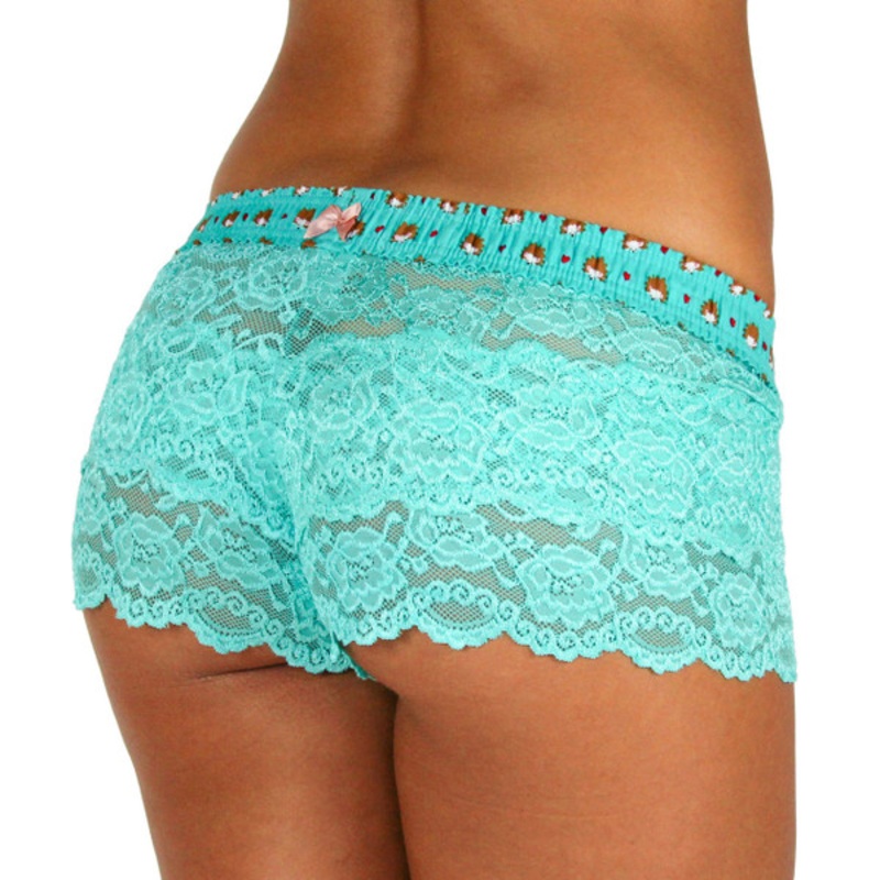 Turquoise Lace Boxers with Hedgehog Waistband