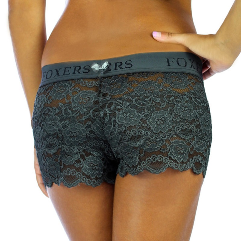 USA Made Chargray Lace Boxer with FOXERS Logo Elastic band