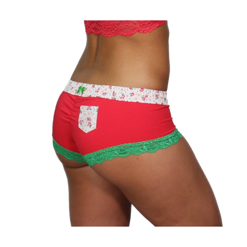 Watermelon Berry Boyshort with Floral FOXERS waistband