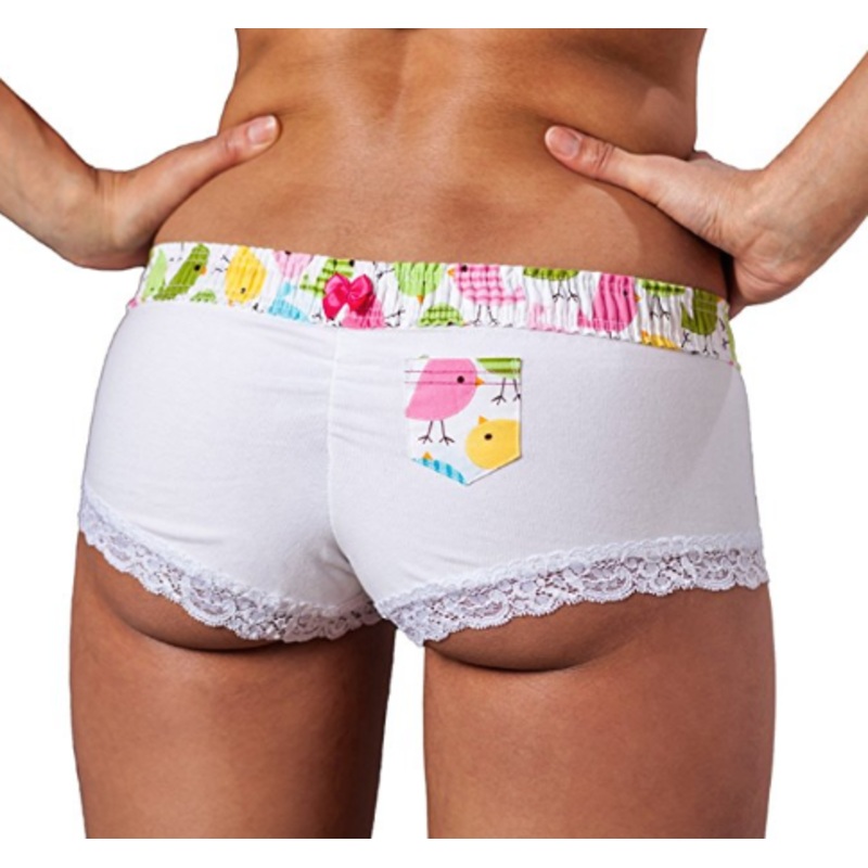White Boy Short with Birdie Waistband