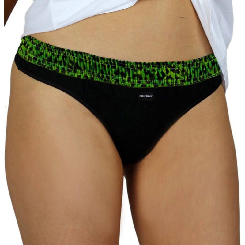 Black Thong with Leopard Envy Waistband