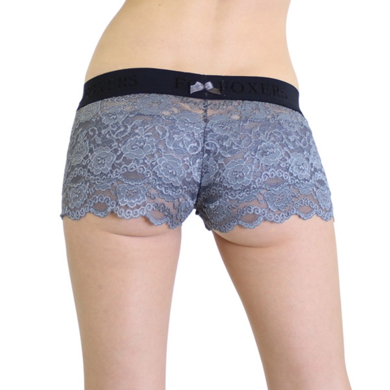 Charcoal Gray Lace Boxer with Black Logo Waistband