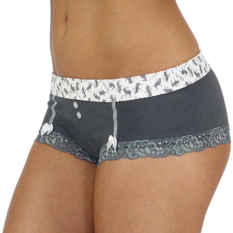Chargray Boyshorts Panties with Elk/Foxers Logo Print Waistband