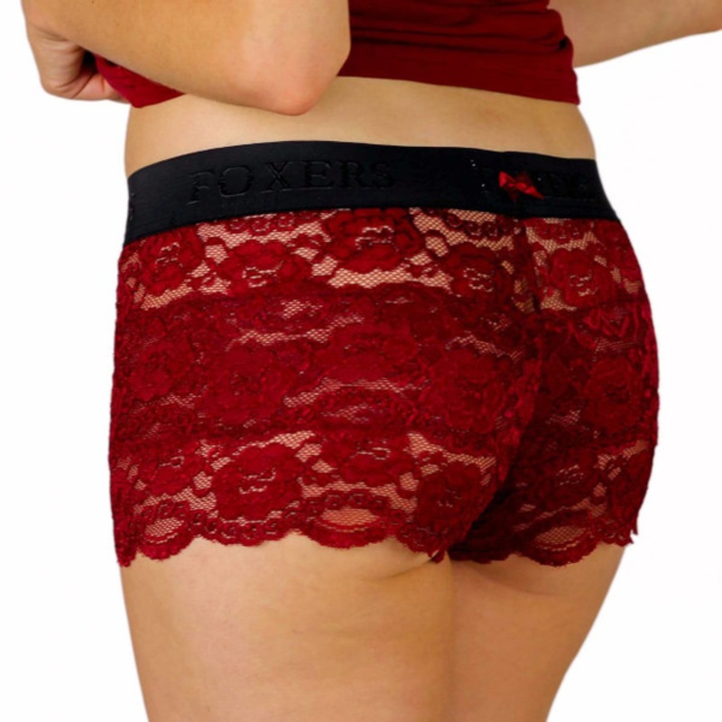 Cranberry Lace Boxers with Black Foxers Smooth Band