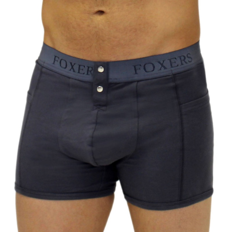 Grey men’s boxer brief FOXERS logo elastic