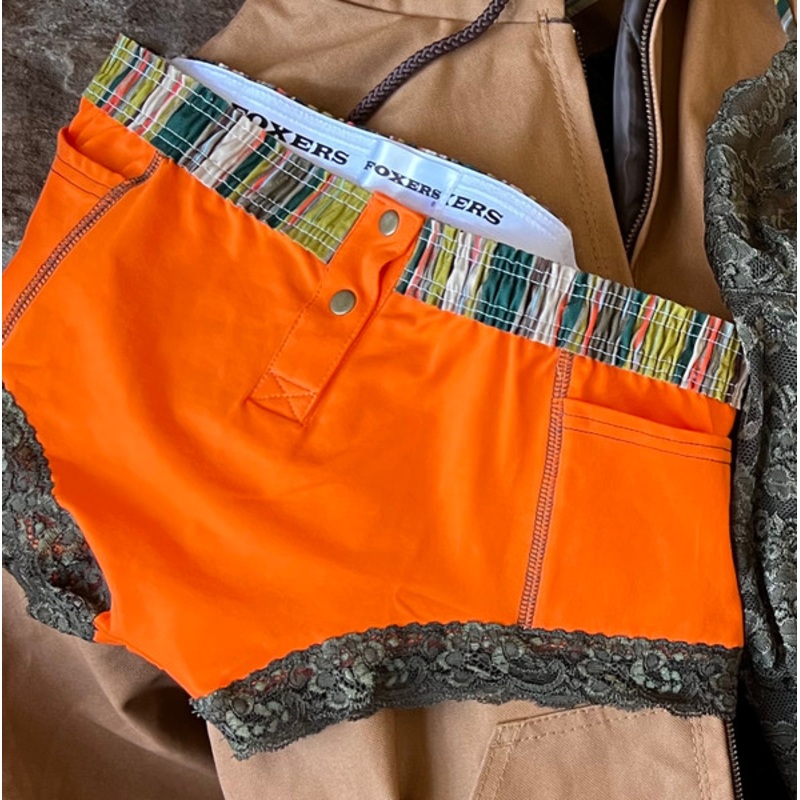 Hunters Orange Boxer Briefs with Striped Waistband