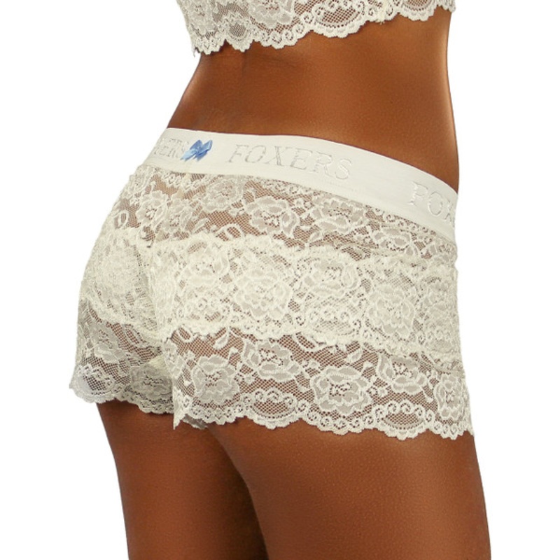 Ivory Lace Boxers Blue bow FOXERS Logo Band
