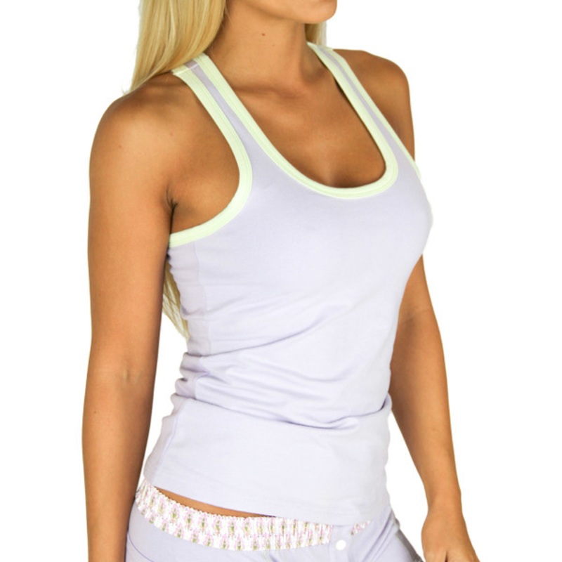 Lavender Racer Back Tank Top with Mint Trim