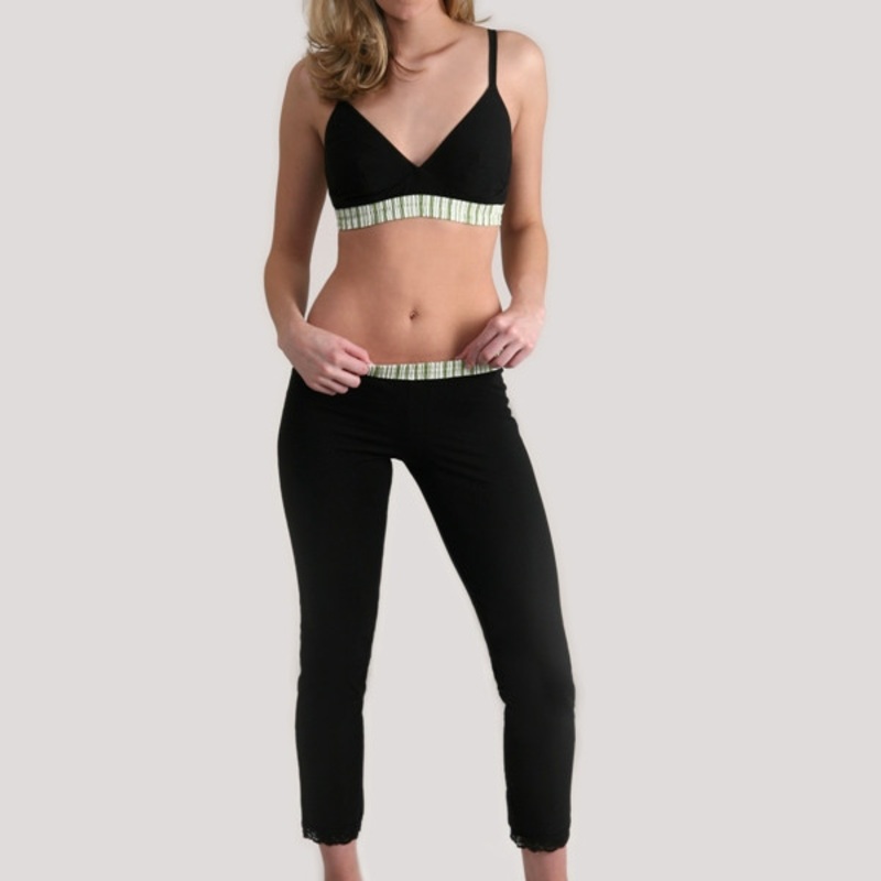 Leggings – Green Stripe over Black