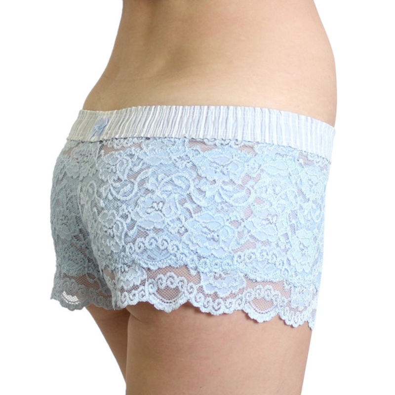 Light Blue Lace Boxers Lt Gray white stripe band