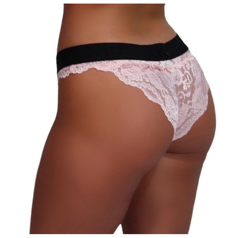 Pink Passion Bikini Brief with Black Logo Elastic Band