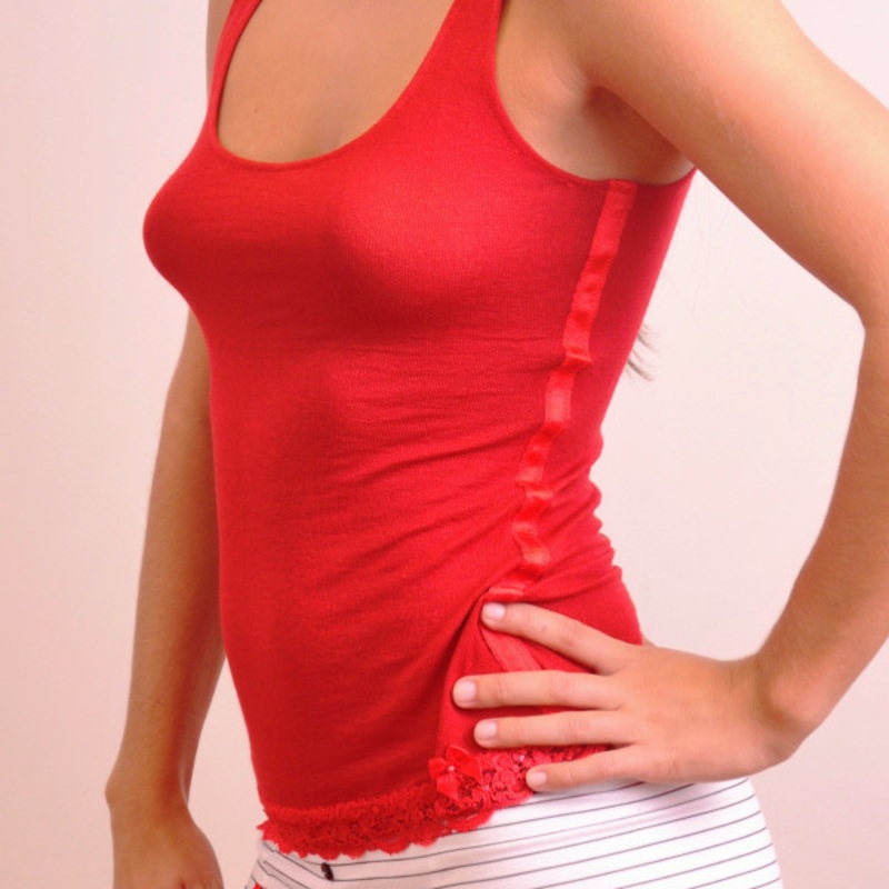 Red Jersey Tuxedo Tank
