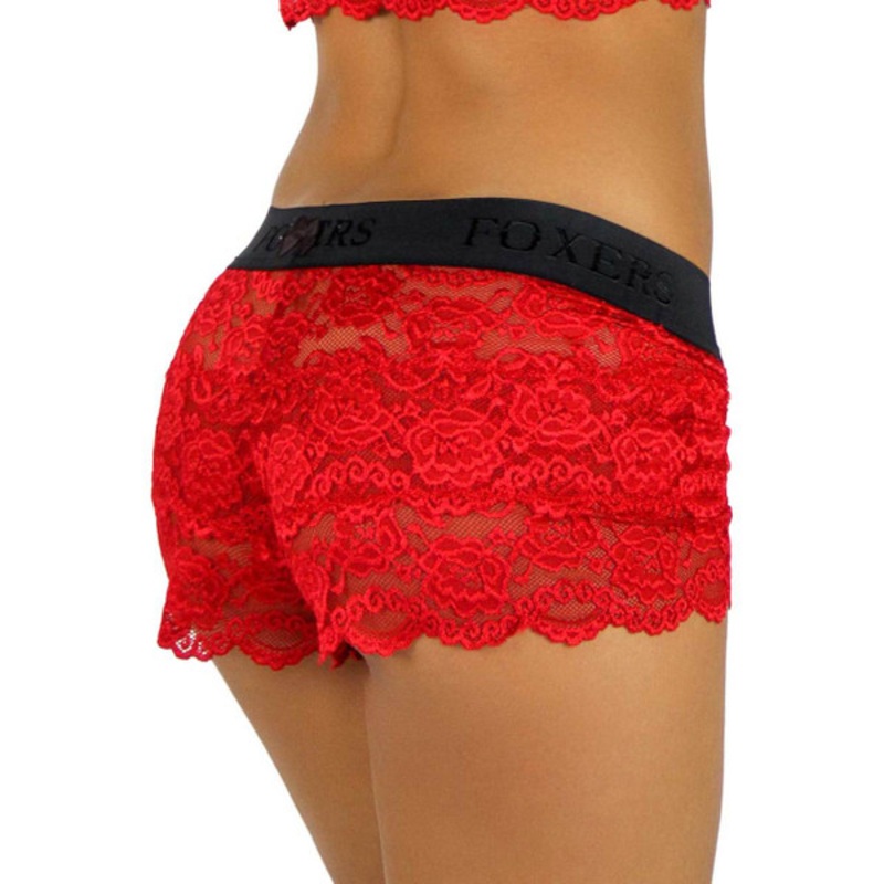 Red Lace Boxers | Foxers LOGO Black Band