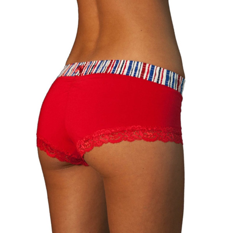 Red White and Blue Stripe over Red Boyshort