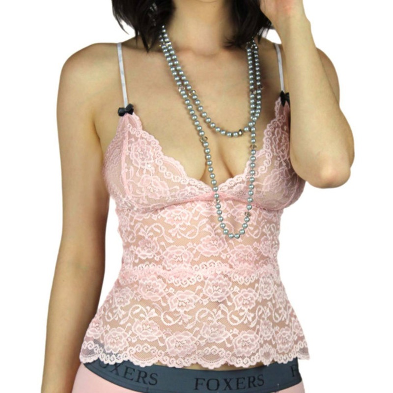 Sheer Pink Lace Chemise with White Dove Adjustable Straps