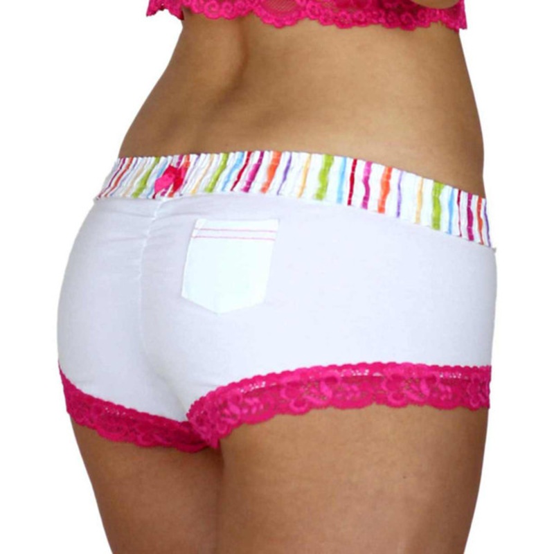 White Boyshorts Panties with FOXERS Watercolors Waistband