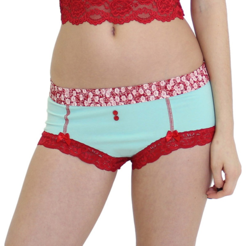 Aqua Boyshorts with Flower Power FOXERS Band