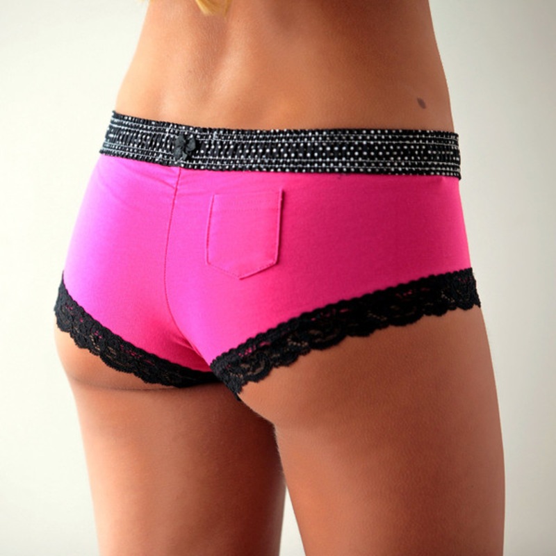 Black Dot / Hot Pink Boyshort