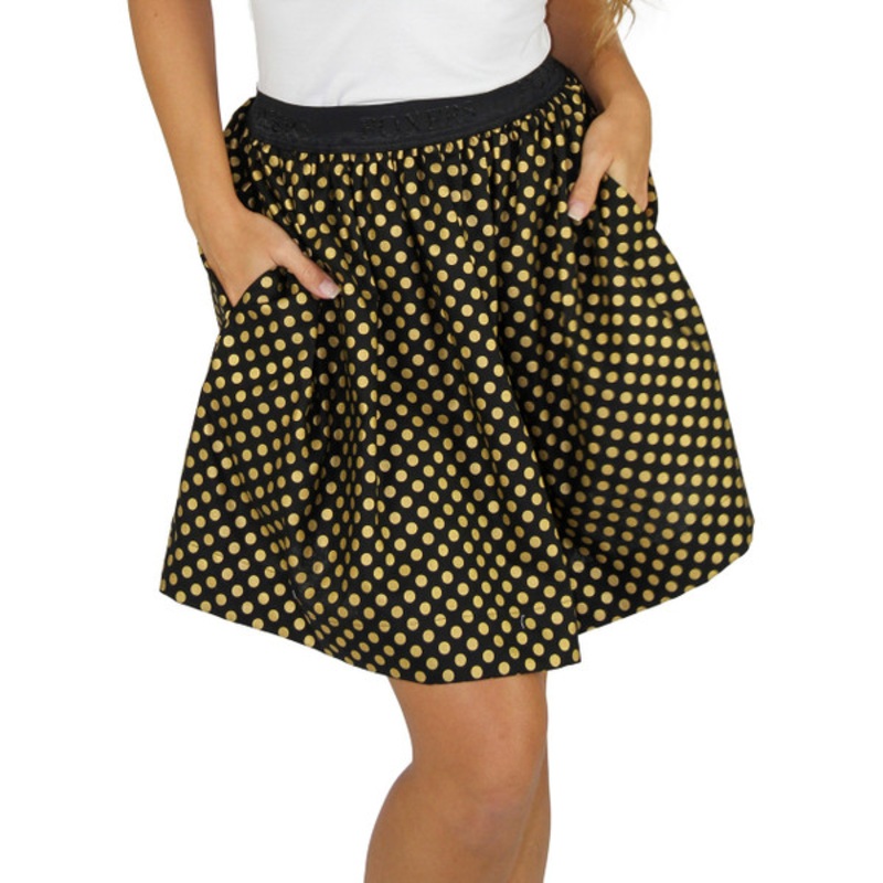 Black & Gold Polka Dot Mini Skirt With Pockets