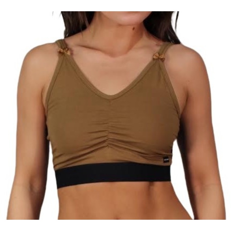 Bronze New Style Crop Top with Black Lace & logo elastic band