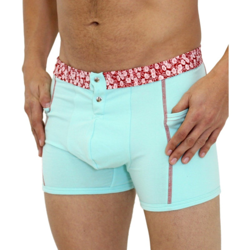 FOXERS Men’s Aqua Boxer Brief with Flower Power Band