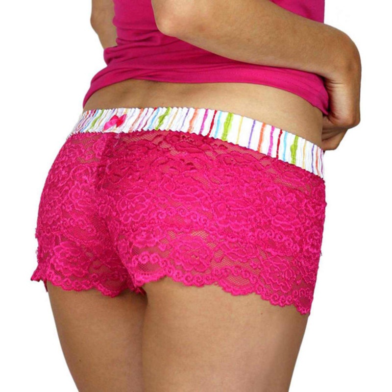 Fuchsia Lace Boxers with Watercolors FOXERS Waistband
