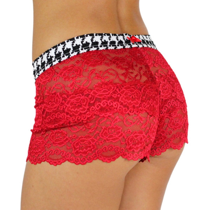 Houndstooth / Red Lace Boxers panties