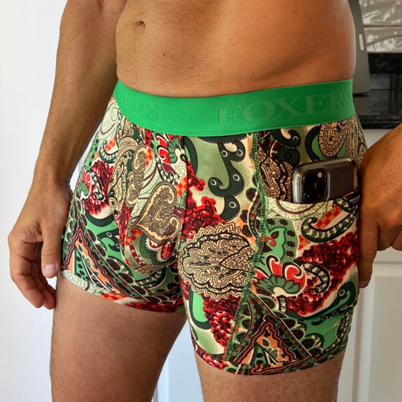 Kelly Green paisley Men’s FOXERS boxer briefs