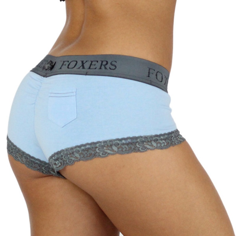 Light Blue Boyshorts Panties with Chargray Foxers Logo Waistband