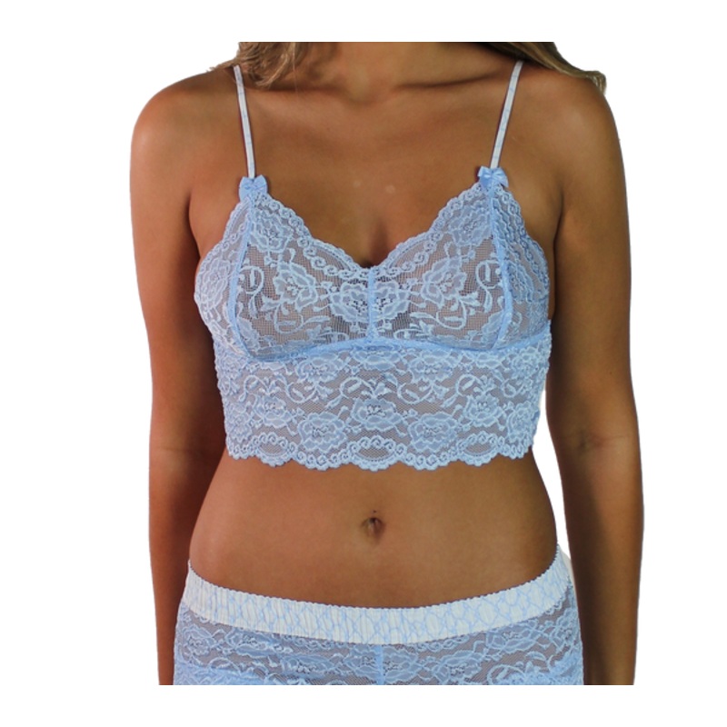 Lt Blue Lace camisole with Trellis adj straps