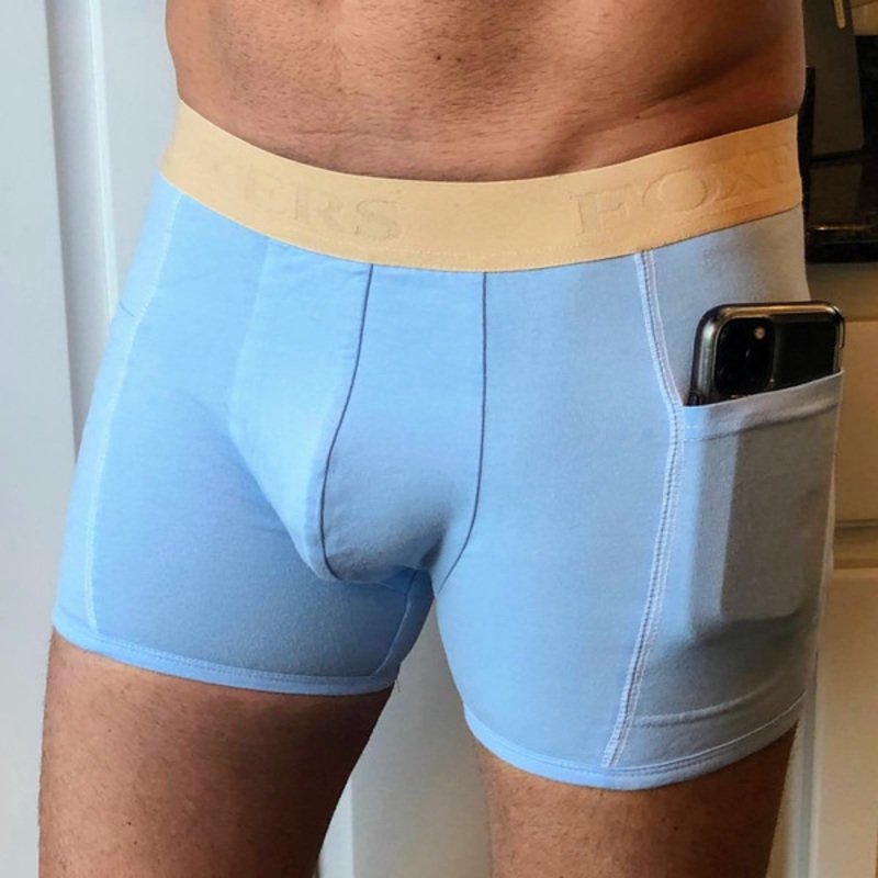 Men’s Lt Blue Boxer Brief | Sand FOXERS Logo Band