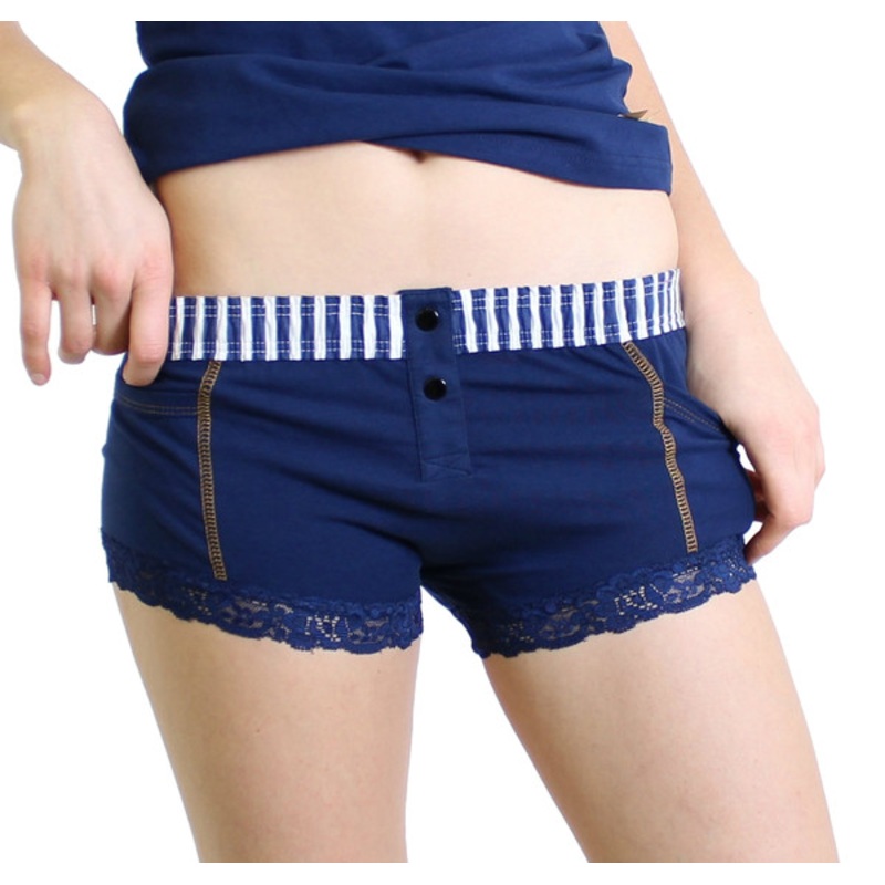 Navy Boxer Brief with Gold Stitching