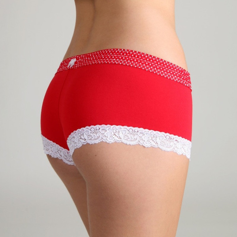 Red Polka Dot over Red Boyshort