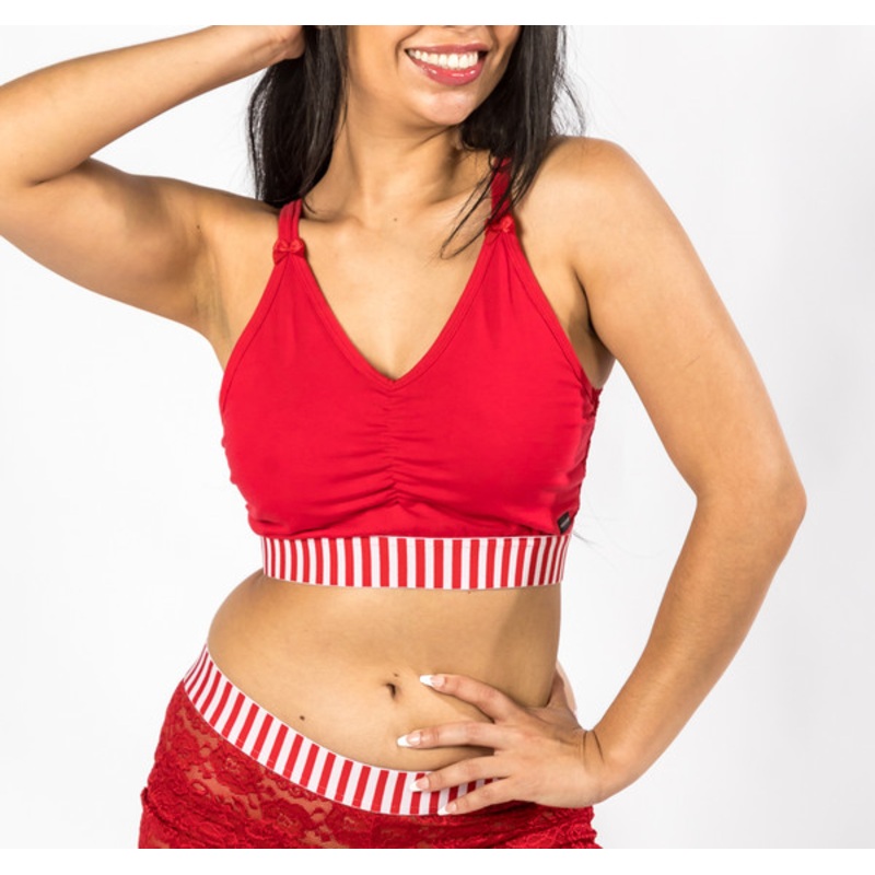Red & White Stripe FOXERS Crop Top