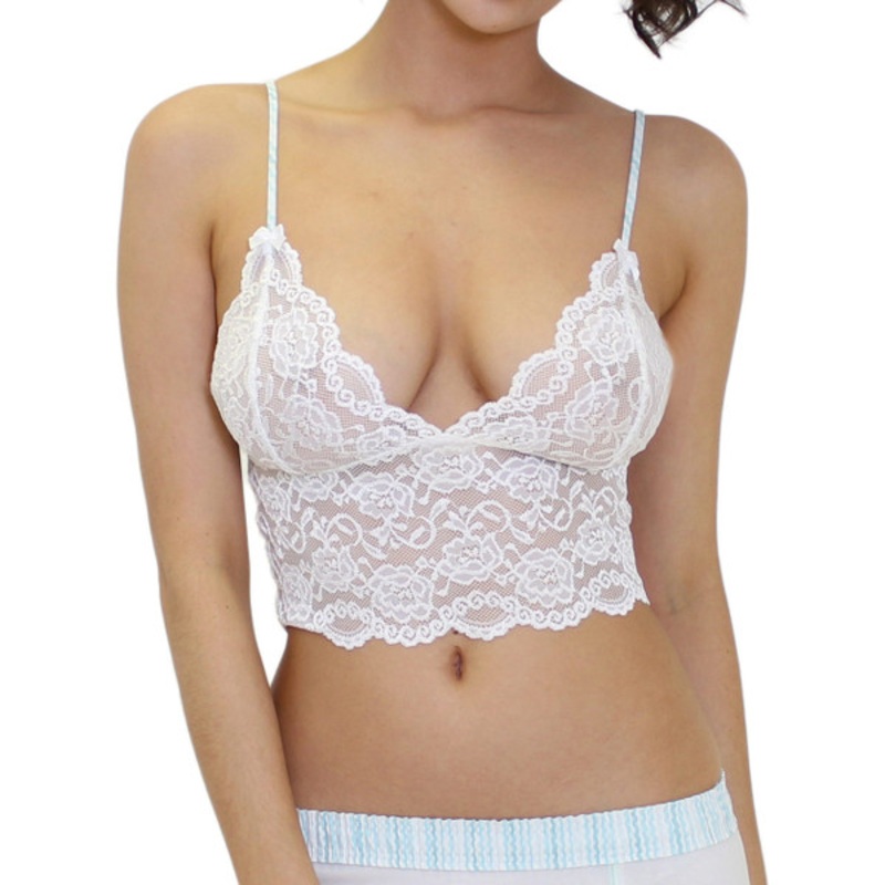 White Lace Cami Top with Aqua Rickrack Adjustable Straps | FOXERS