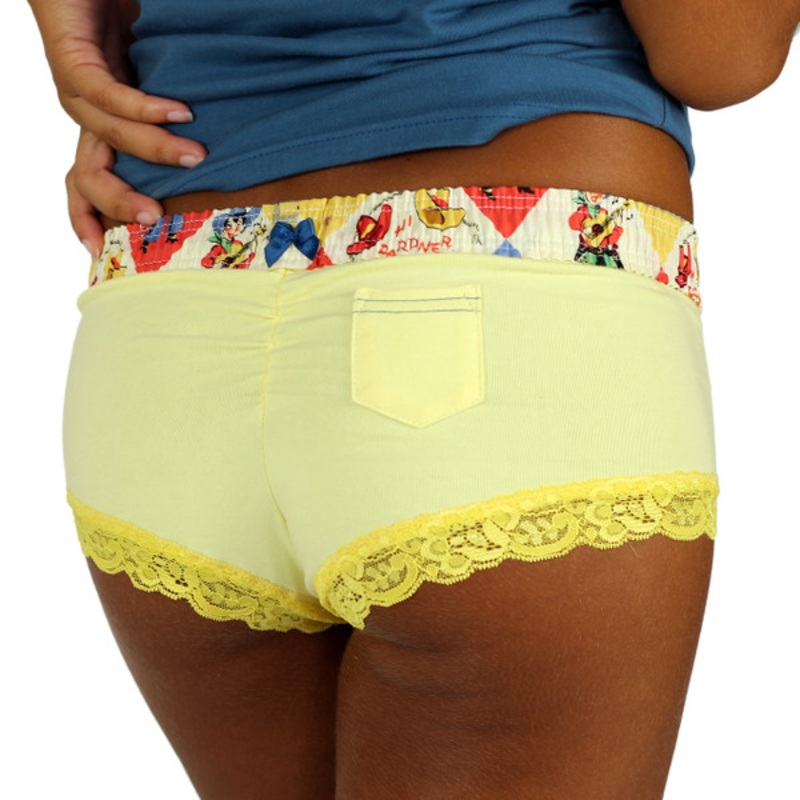 Yellow Cheekster Boyshorts with Retro Cowboy Waistband