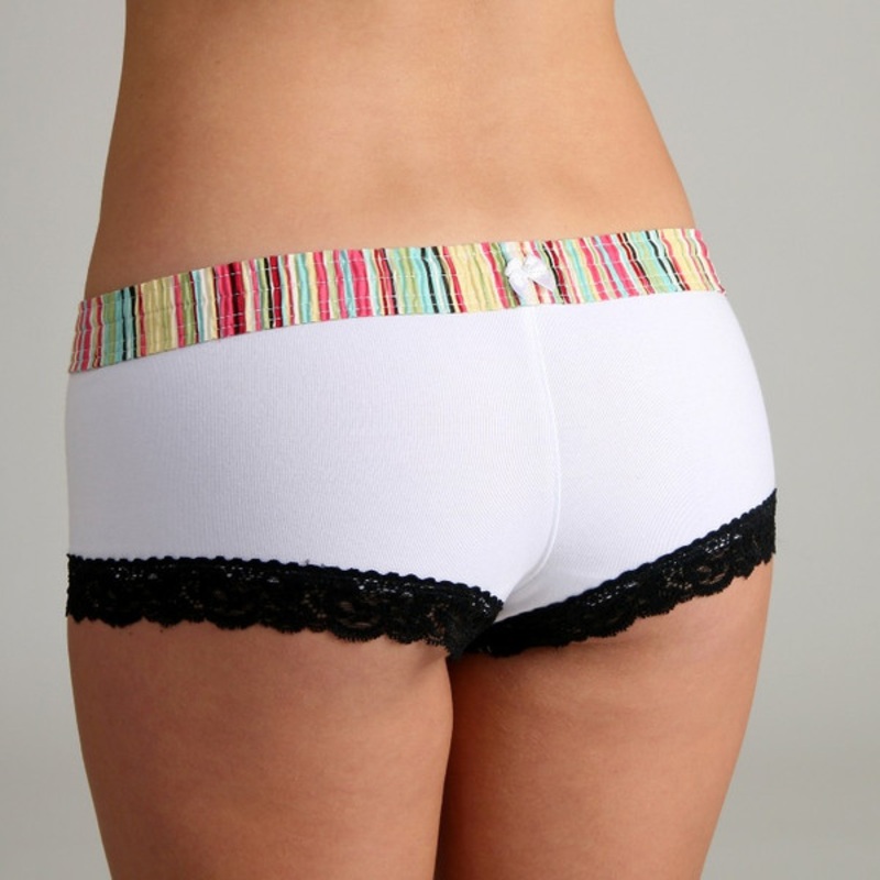 Aqua Rose over White Boyshort