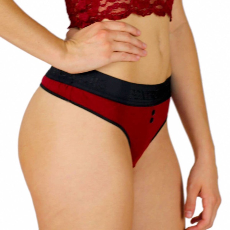 Black Cherry Cotton Thong with Black Logo FOXERS Band