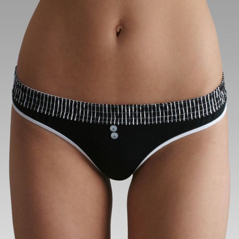 Black Stripe / Black Bstring (White Trim) Thong